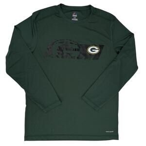 Green Bay Packers Men's Shirt Large Green Coolbase Majestic Long Sleeves Logo‎
